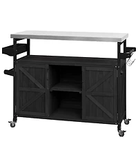 Clihome Rolling Bar Cart and Storage Cabinet