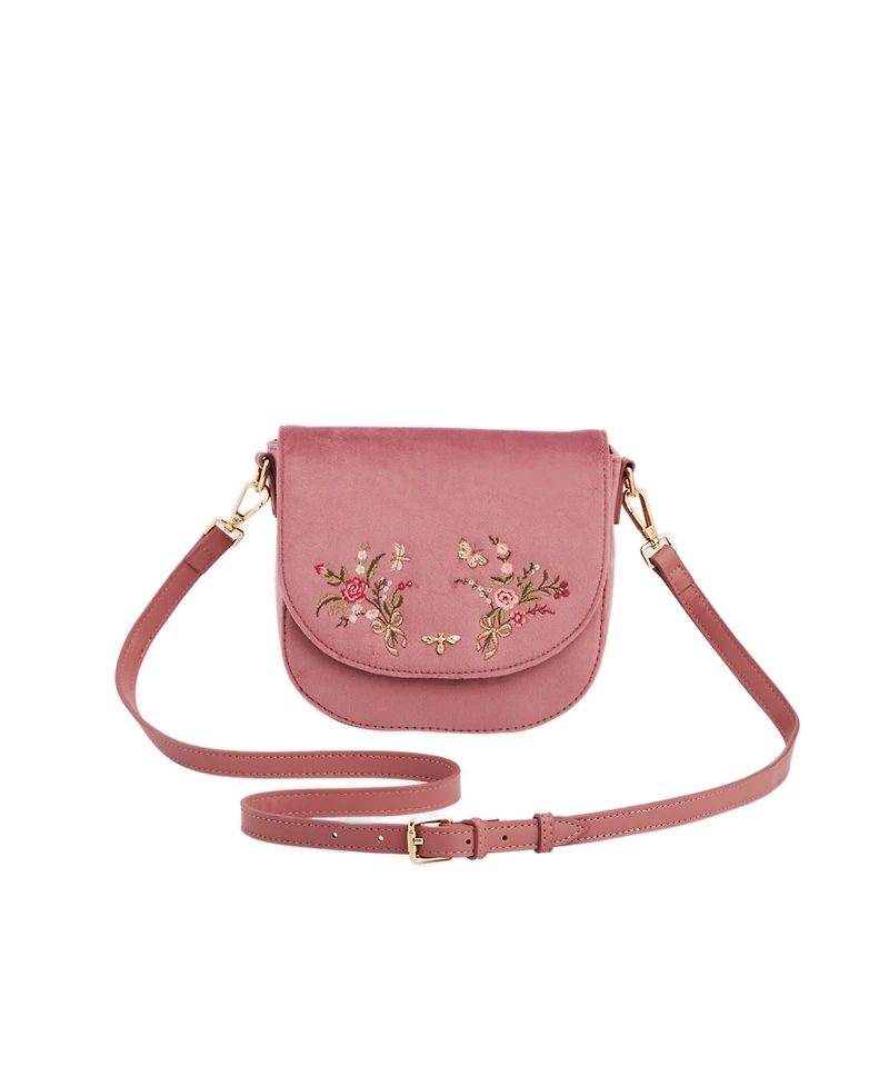 Fable England Beth Floral Posy Embroidered Saddle Bag