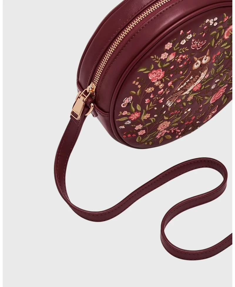 Fable England Chloe Owl Embroidered Circle Bag