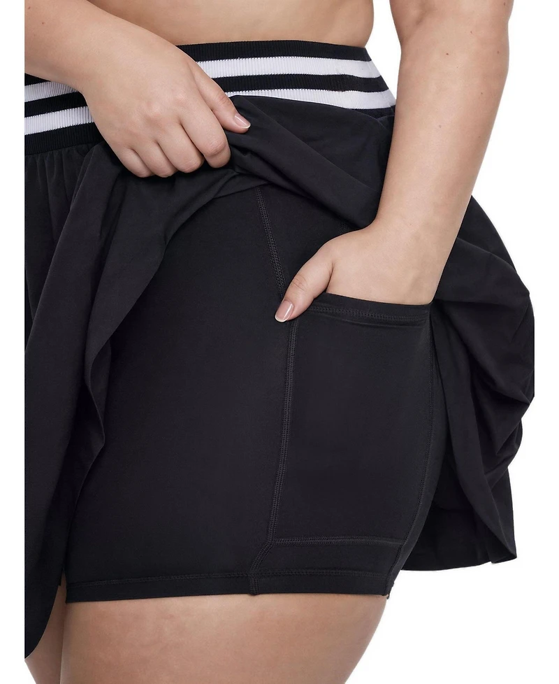 Torrid Plus Tru Stretch Woven Pleated Active Skirt With Bike Short