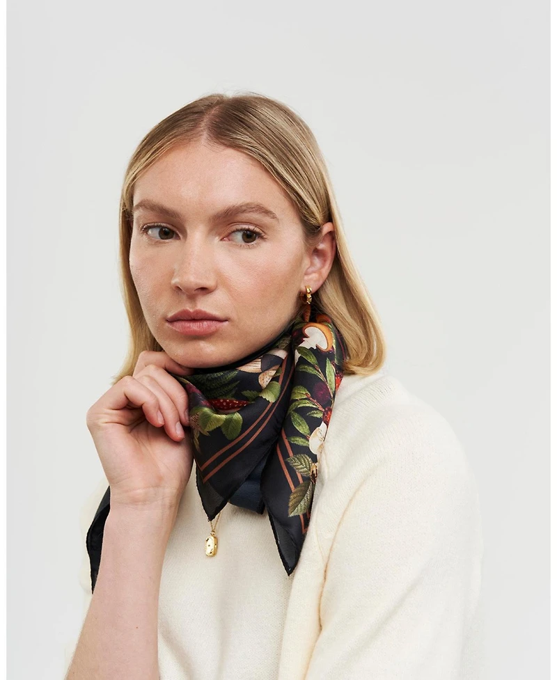 Fable England Women's Orla Mushroom Small Square Scarf