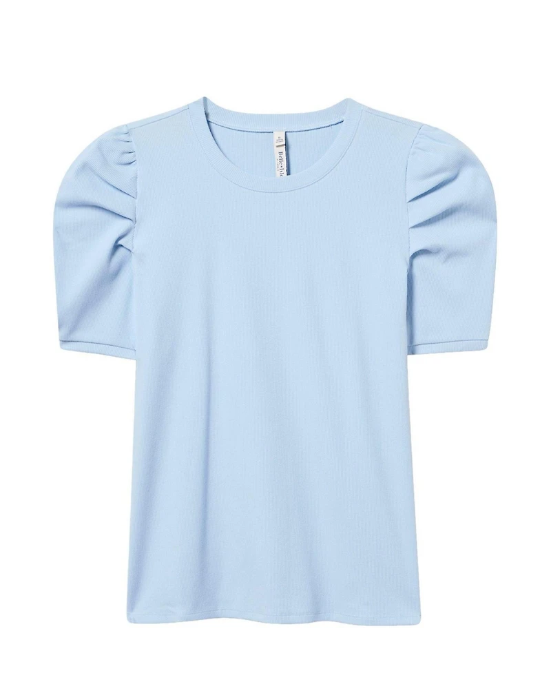 Torrid Plus Belle Isle Short-Puff Sleeves Ruched Cotton-Blend T-Shirt
