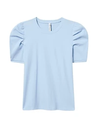 Torrid Plus Belle Isle Short-Puff Sleeves Ruched Cotton-Blend T-Shirt