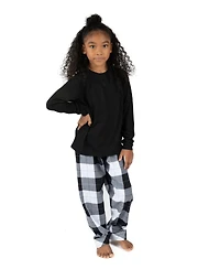 Leveret Kids (6-14) Cotton Top and Flannel Plaid Holiday Pajama Set