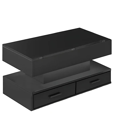 Slickblue Modern Lift Top Coffee Table with Led Light, Open Shelves and Hidden Storage