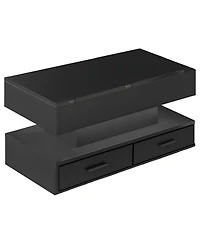 Slickblue Modern Lift Top Coffee Table with Led Light, Open Shelves and Hidden Storage