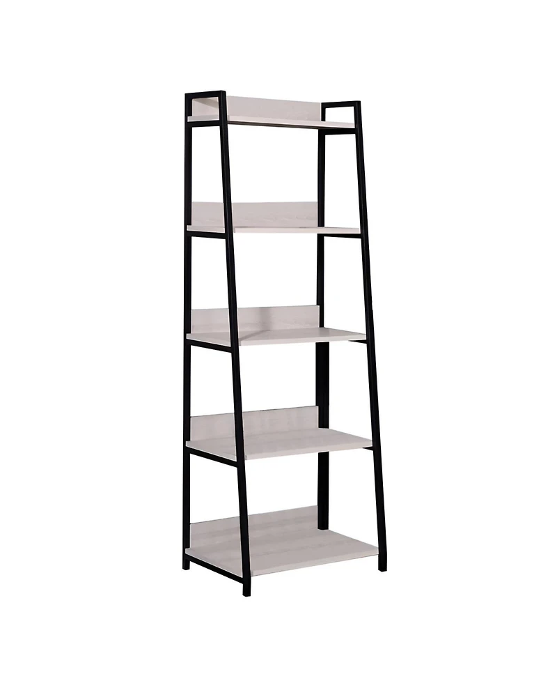 HomeRoots 67" Metal Five Tier Ladder Bookcase