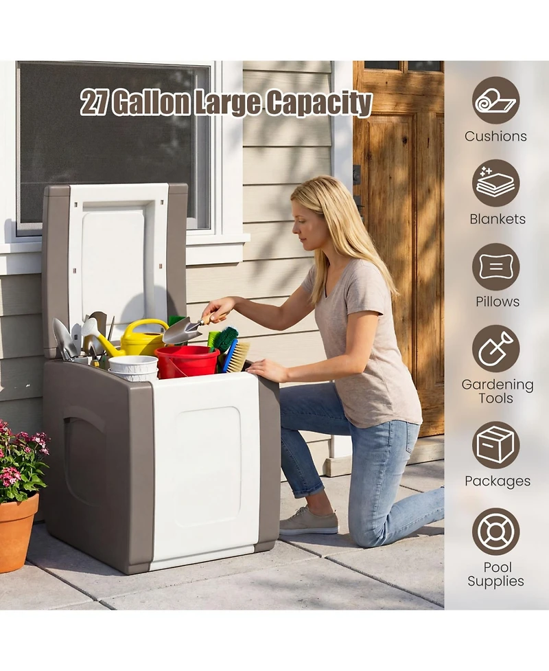 Slickblue Outdoor Deck Box with Lid for Package Storage and Garden Supplies