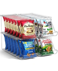 Sorbus 4 Pack Clear Stackable Open Front Snack Organizer Bins