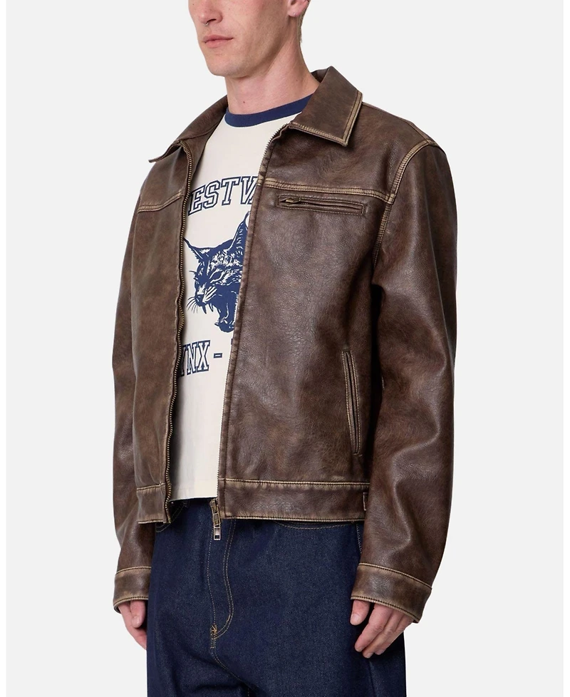 mnml Men's Washed Leather Jacket