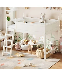 Streamdale Furniture Full Size Solid Wood Loft Bed with Ladders and Under-Bed Space