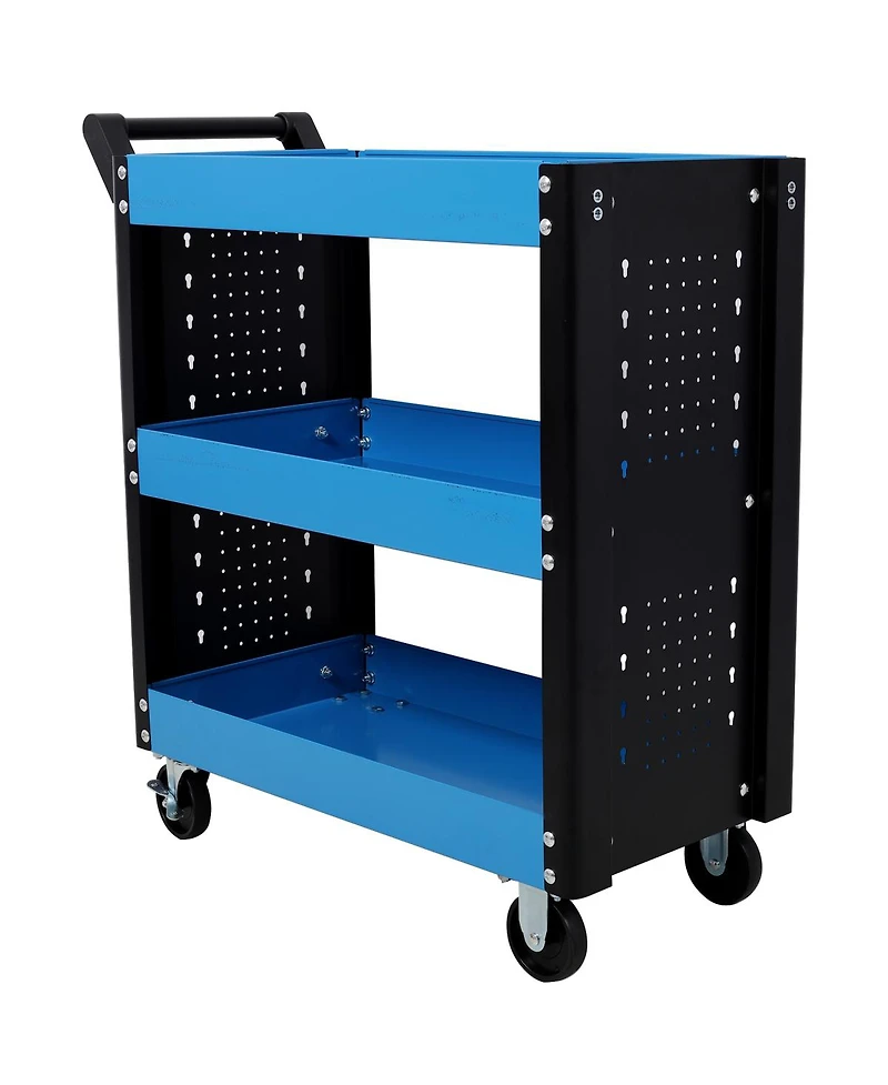 Streamdale Furniture 3 Tier Rolling Tool Cart with Pegboard