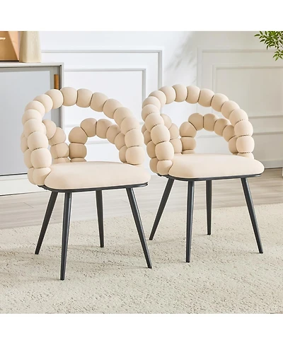 Streamdale Furniture Set of 2 Velvet Bubble Dining Chairs with Legs