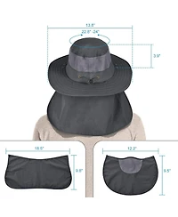 Piscifun Mens Outdoor Sun Hat Wide Brim Upf 50+ Face Neck Flap Fishing Hiking Gardening