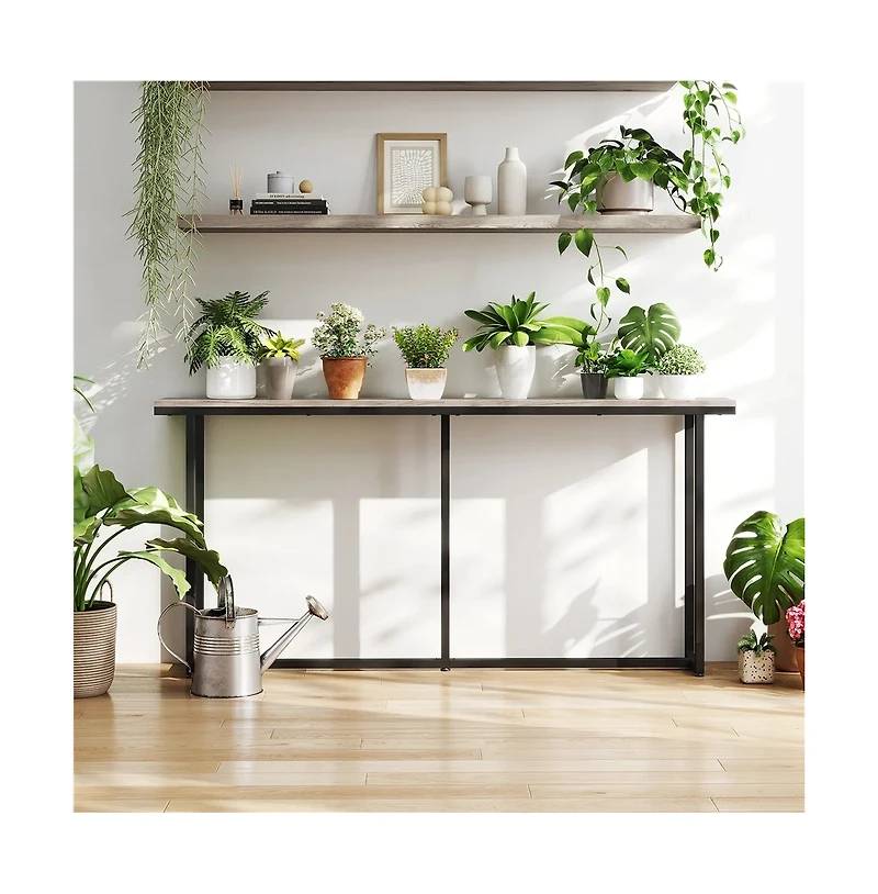 Slickblue 71-In Grey Entryway Console Table for Living Room and Hallway
