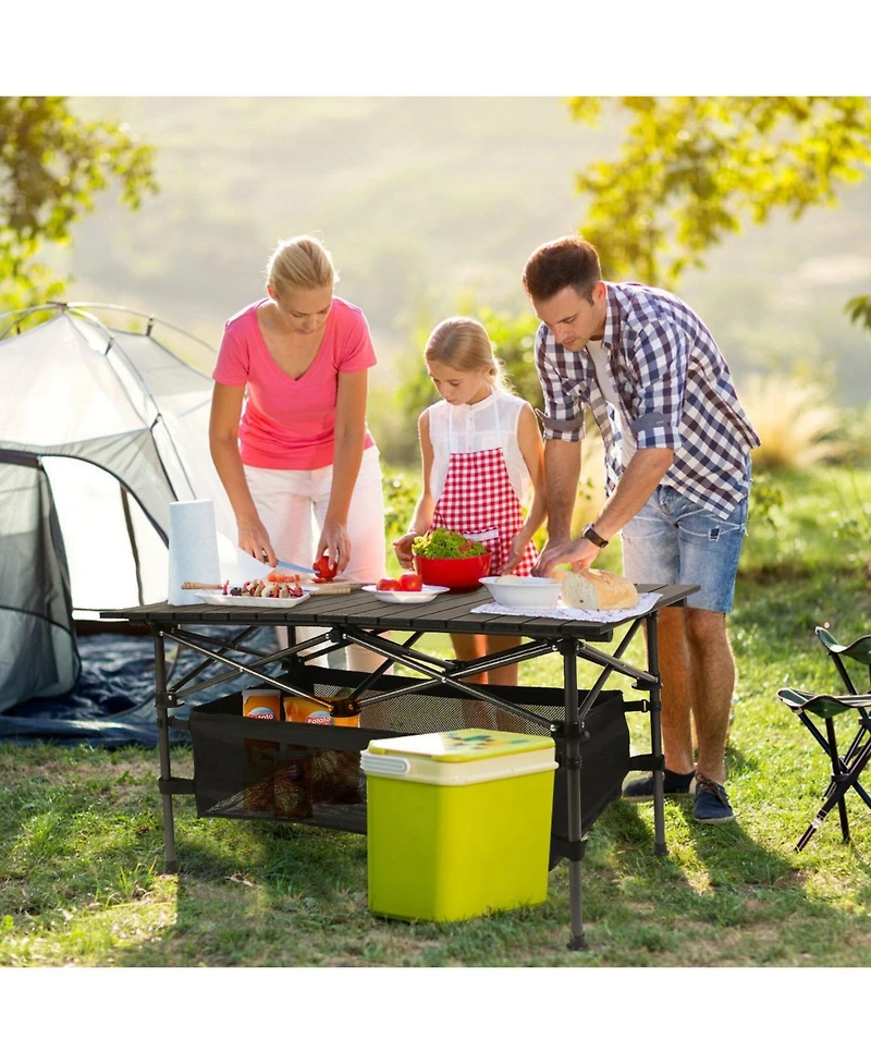 Mountaintop 1Pc Folding Camping Table Portable Aluminum Roll-up Picnic Bbq Desk with Carrying Bag Heavy Duty Outdoor Beach Backyard Party Patio