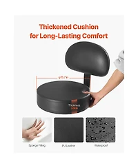 Sugift Round Rolling Stool Chair with Back Support and Wheels 450 Pound Capacity