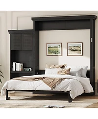 Streamdale Furniture Queen Size Murphy Bed with Shelves and Louvered Style