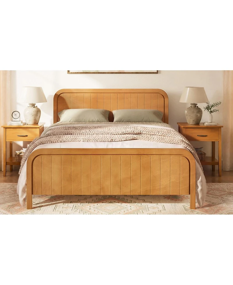 Streamdale Furniture Queen Wood Platform Bed Frame with Headboard