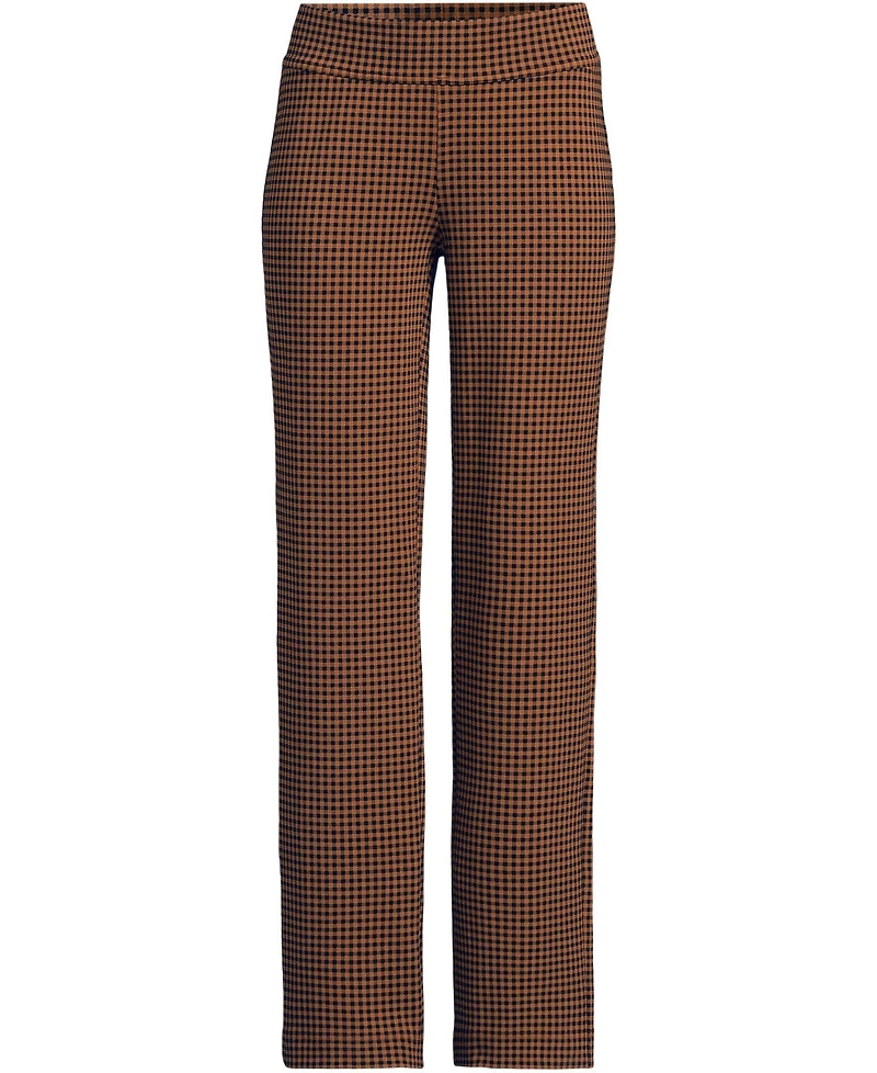 Lands' End Women's Starfish Mid Rise Straight Leg Elastic Waist Pull On Pants