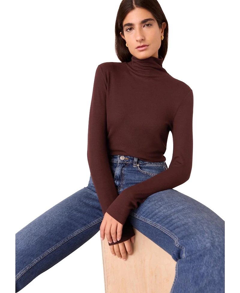 Whistles Women's Essential Ribbed Roll Neck Top