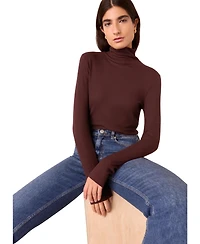 Whistles Women's Essential Ribbed Roll Neck Top