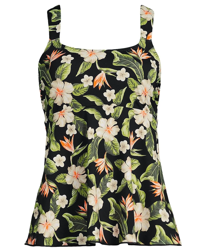 Lands' End Plus Adjustable Scoop Neck Flutter Tankini Top
