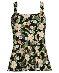 Lands' End Plus Adjustable Scoop Neck Flutter Tankini Top