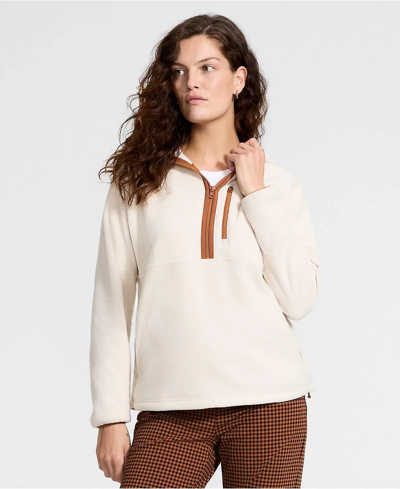 Lands' End Women's Anyweather RainDefense Hooded Half Zip Fleece Pullover