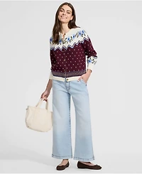 Lands' End Women's Drifter Jacquard Cardigan Sweater