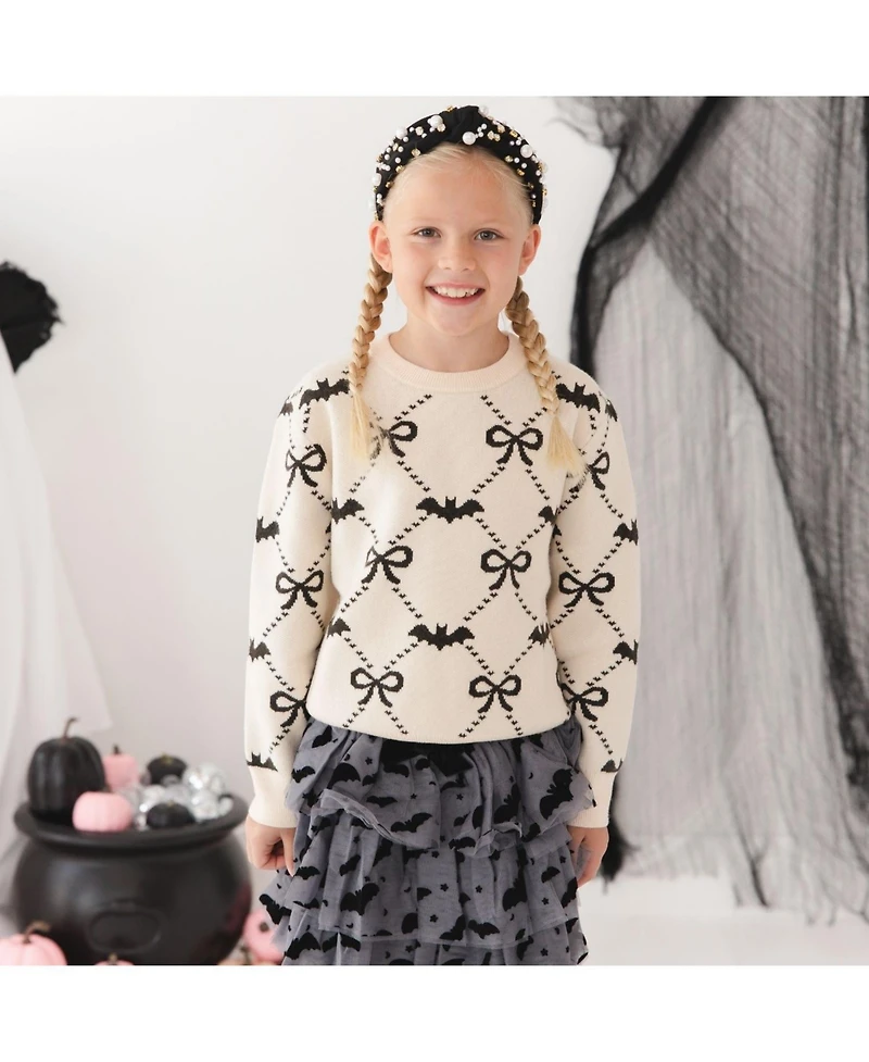 Sweet Wink Little Girls (5-8) Bat Trellis Halloween Sweater