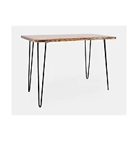 Jofran Solid Acacia 52" Five-Piece Counter Height Dining Set with Backless Barstools