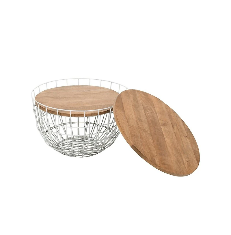 Jofran Rondo Nested Storage Solid Wood and Metal Basket Coffee Tables (Set of 2)