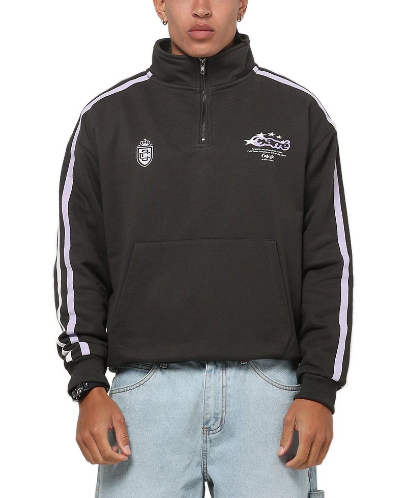 Carre Men's Footie Oversized Contrast-Stripe Quarter-Zip Sweatshirt