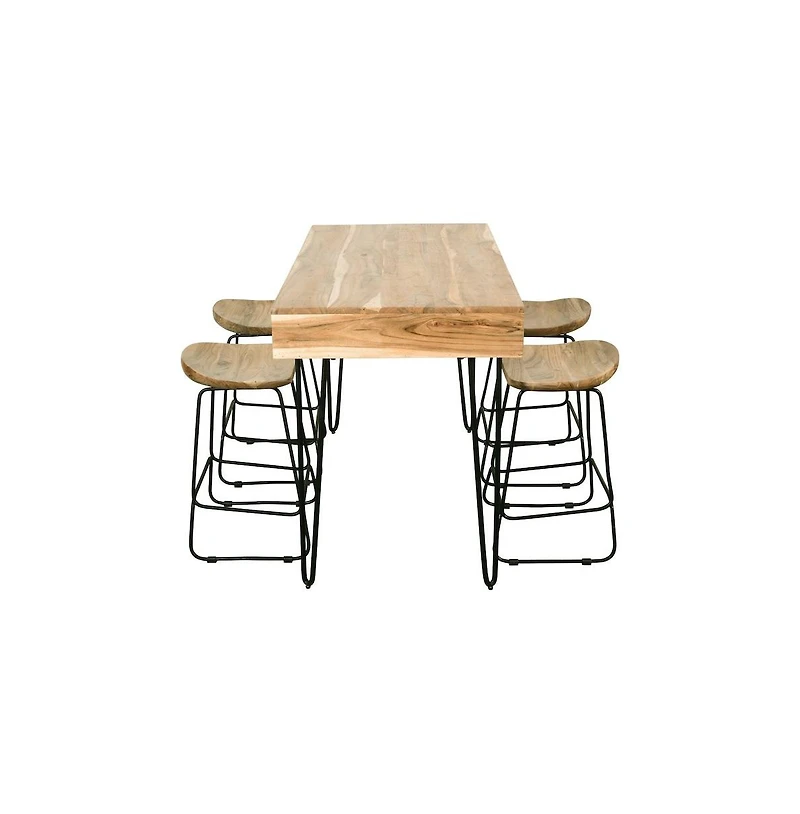 Jofran Rollins 52" Solid Acacia Dining Set with Four Backless Barstools