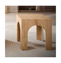 Jofran Archimedes 20" Arched Wood Square Modern Rustic End Table