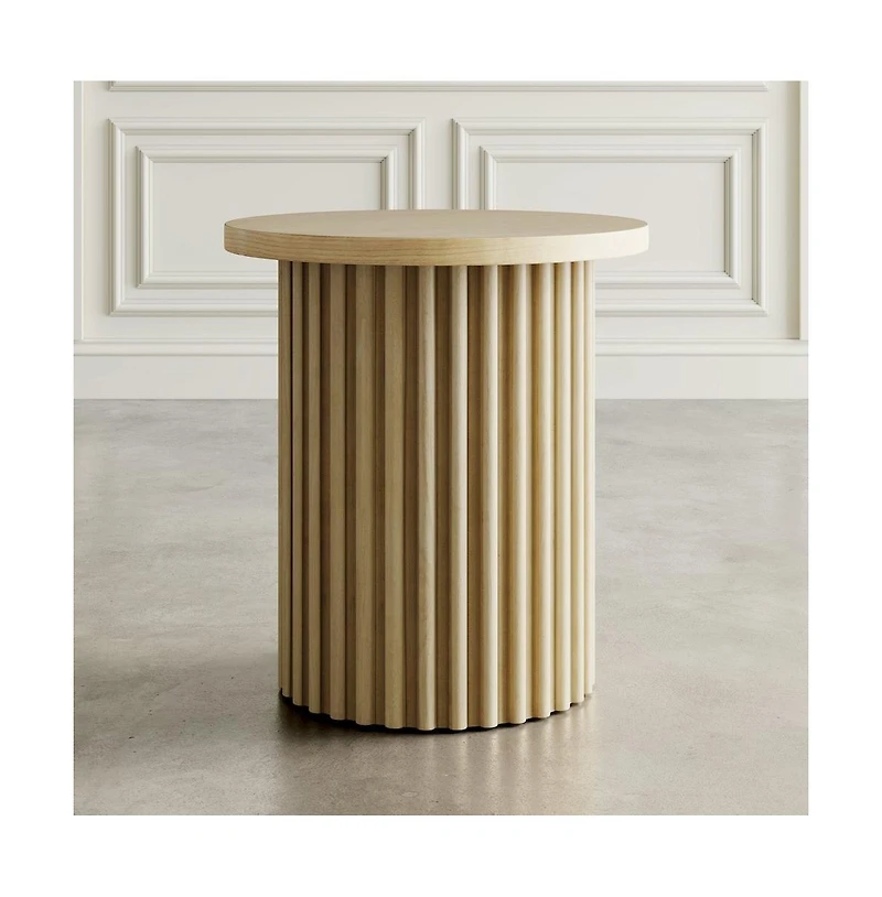 Jofran Auden 24" Round Mid-Century Modern Fluted Pedestal Base End Table