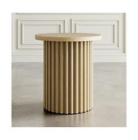 Jofran Auden 24" Round Mid-Century Modern Fluted Pedestal Base End Table