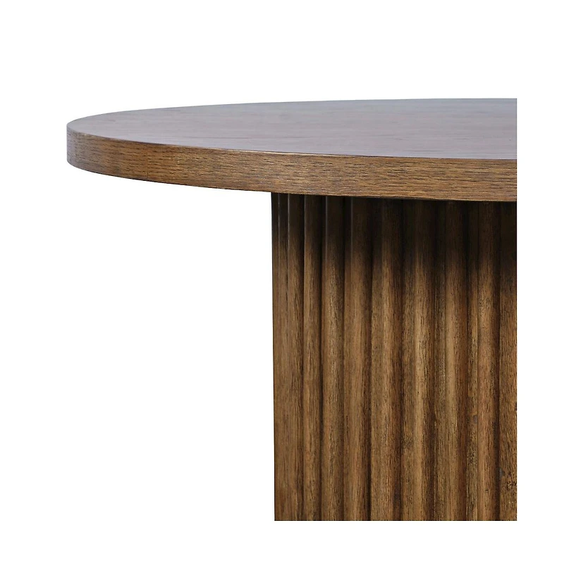 Jofran 40" Round Mid-Century Modern Fluted Pedestal Base Coffee Table
