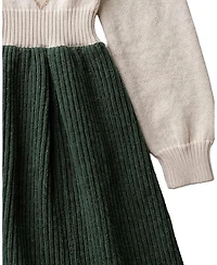 Hope & Henry Girls' 4-16 Organic Cotton Embroidered Peter Pan Collar Sweater Dress