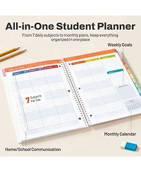 Danrong Student Planner Academic Weekly Monthly Plan Book School Lesson Organizer with Bookmark Tabs 3 Hole Punched