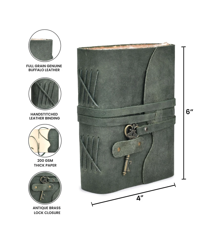 Danrong Genuine Leather Journal Handmade Deckle Edge Thick Paper Blank Notebook For Everyday Writing