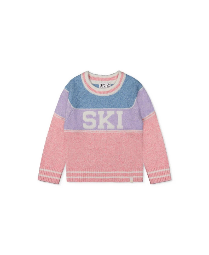 Deux par Deux Toddler Girls' 2T-5T Ski Graphic Colorblock Sweater