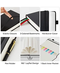Danrong Large Hardcover College Ruled Notebook 320 Pages Faux Leather Journal With Bookmark And Pocket