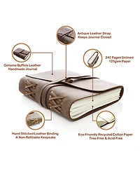 Danrong Full Grain Buffalo Leather Embossed Tree Of Life Lined Notebook Handstitched Binding - x