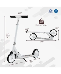 Sugift Folding Aluminum Kick Scooter with Adjustable Height, 220 lb Capacity, Ages 8+