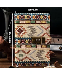 Danrong Fabric Cover Lock Diary Lined Hardcover Journal With Pen Numbered Pages Writing Planning