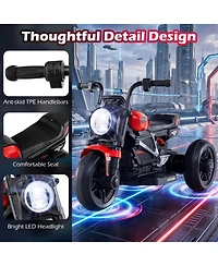Sugift 6V Toddler Electric Motorcycle 31" 3-Wheel with Led Headlight Ride-On Toy, Ages 3-5