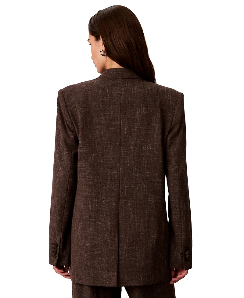 Calvin Klein Women's Boyfriend Windowpane Stretch Blazer