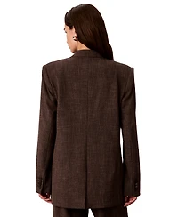 Calvin Klein Women's Boyfriend Windowpane Stretch Blazer